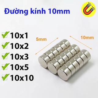Nam châm tròn đường kính 10x1/2/3/5/10mm loại đất hiếm lực từ N35