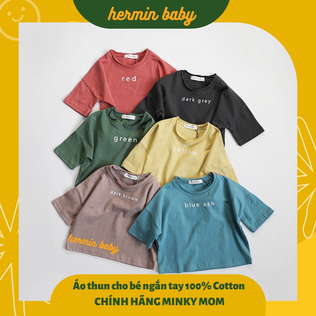 Áo thun bé trai, bé gái ngắn tay MINKY MOM chính hãng 100% chất cotton tự nhiên