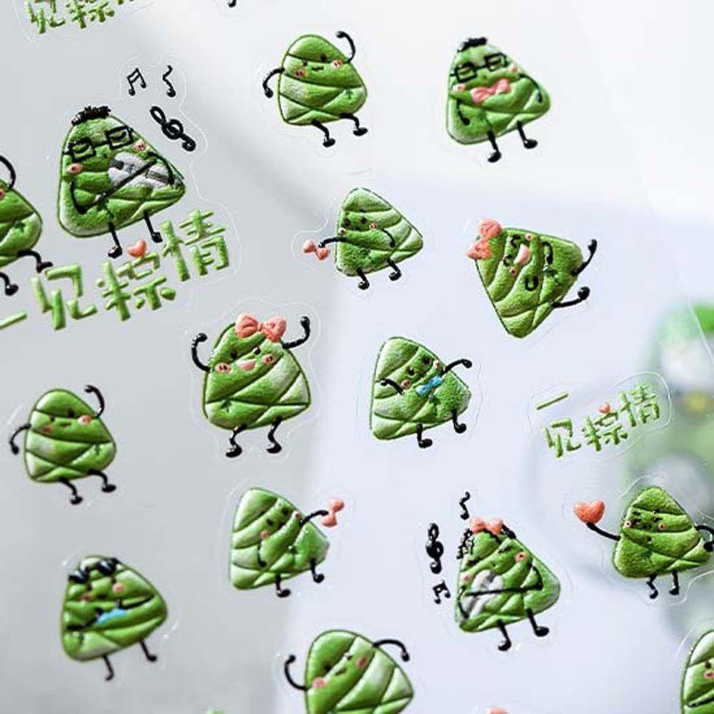 [Hàng mới về] Miếng dán lá nhôm trang trí móng tay họa tiết hoạt hình Zongzi xinh xắn tự dính mỏng đáng yêu DIY