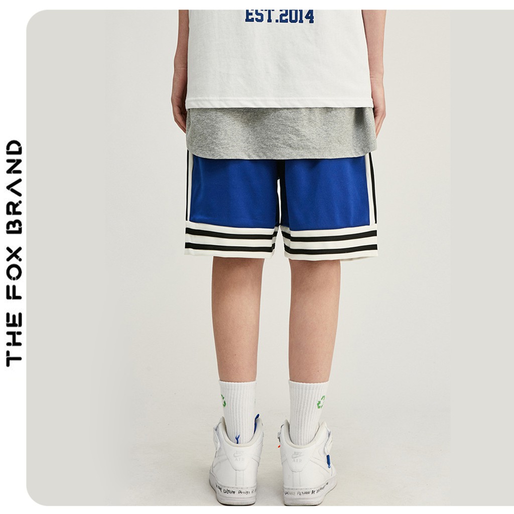 Quần Short thể thao nam nữ Unisex Form rộng phong cách Ulzzang THE FOX phối sọc