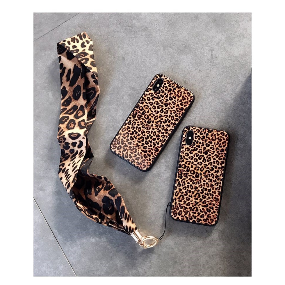 [ IPHONE ] Ốp Lưng Kính Cường Lực Da Báo (kèm dây) - A042 | BigBuy360 - bigbuy360.vn