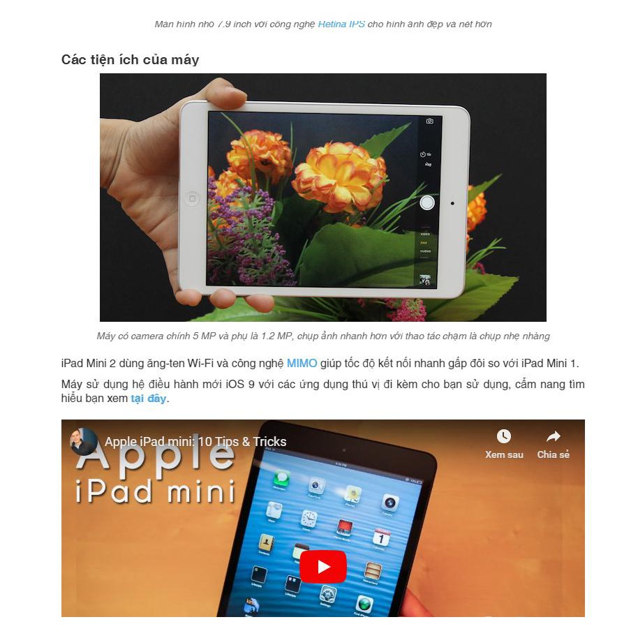 Máy tính bảng APPLE IPAD MINI 2 16G bản ( 4G+WIFI )– RAM 1GB ROM 16GB ZIN 99% Tặng Bao Da | WebRaoVat - webraovat.net.vn