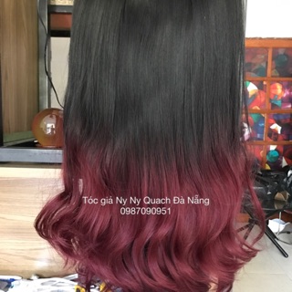 Tóc kẹp U ombre đen đỏ tía cực đẹp