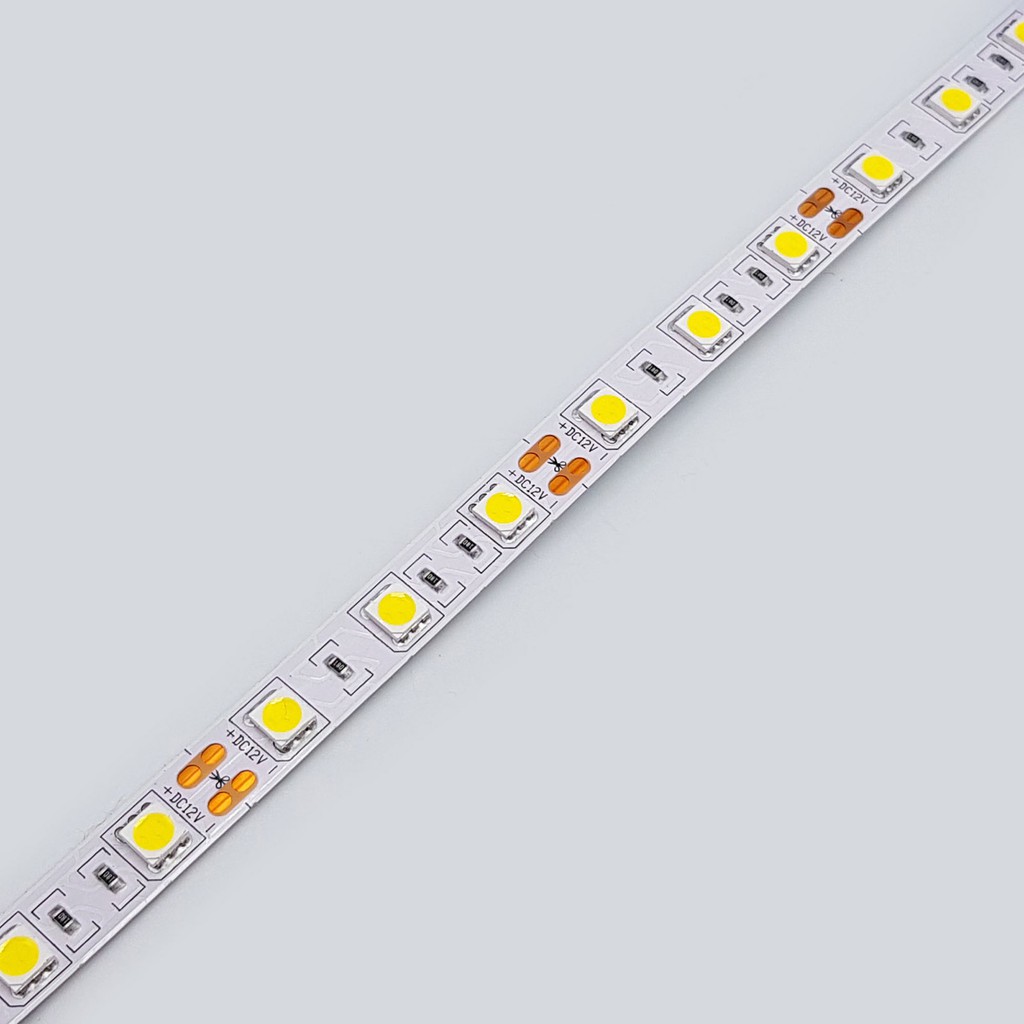 Led dây 5050 12V ánh sáng trắng 4000K / 6000K 1 mét 60 bóng không phủ epoxy