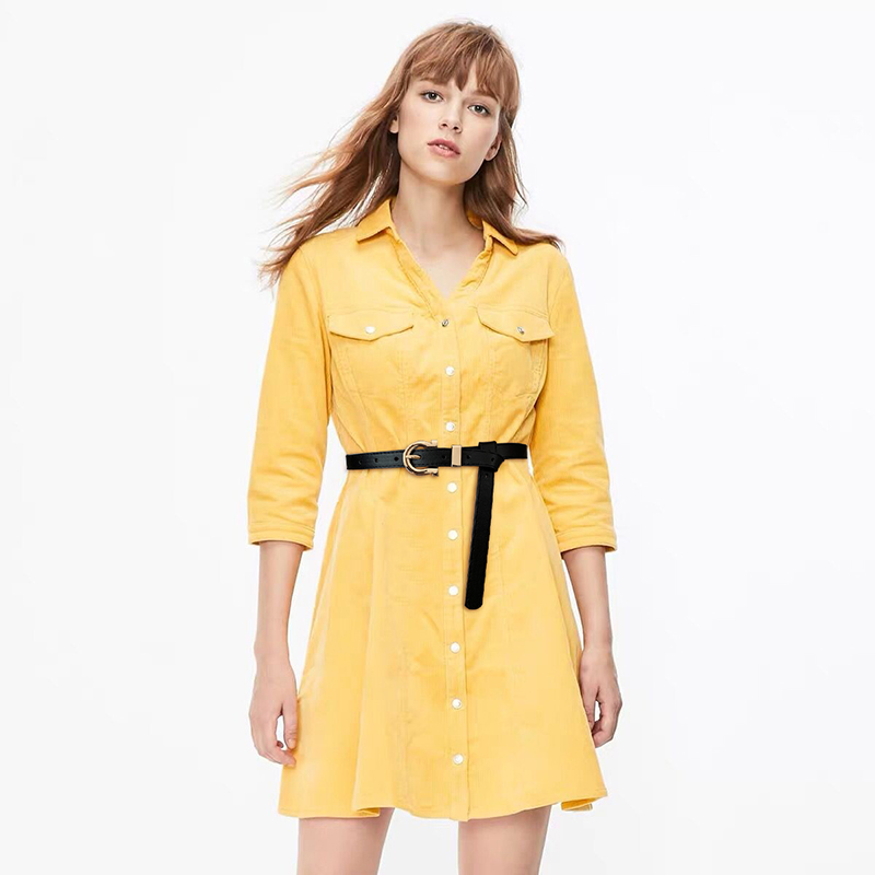 Dây nịt làm bằng da PU màu trơn khóa kim loại tròn dành cho phái đẹp