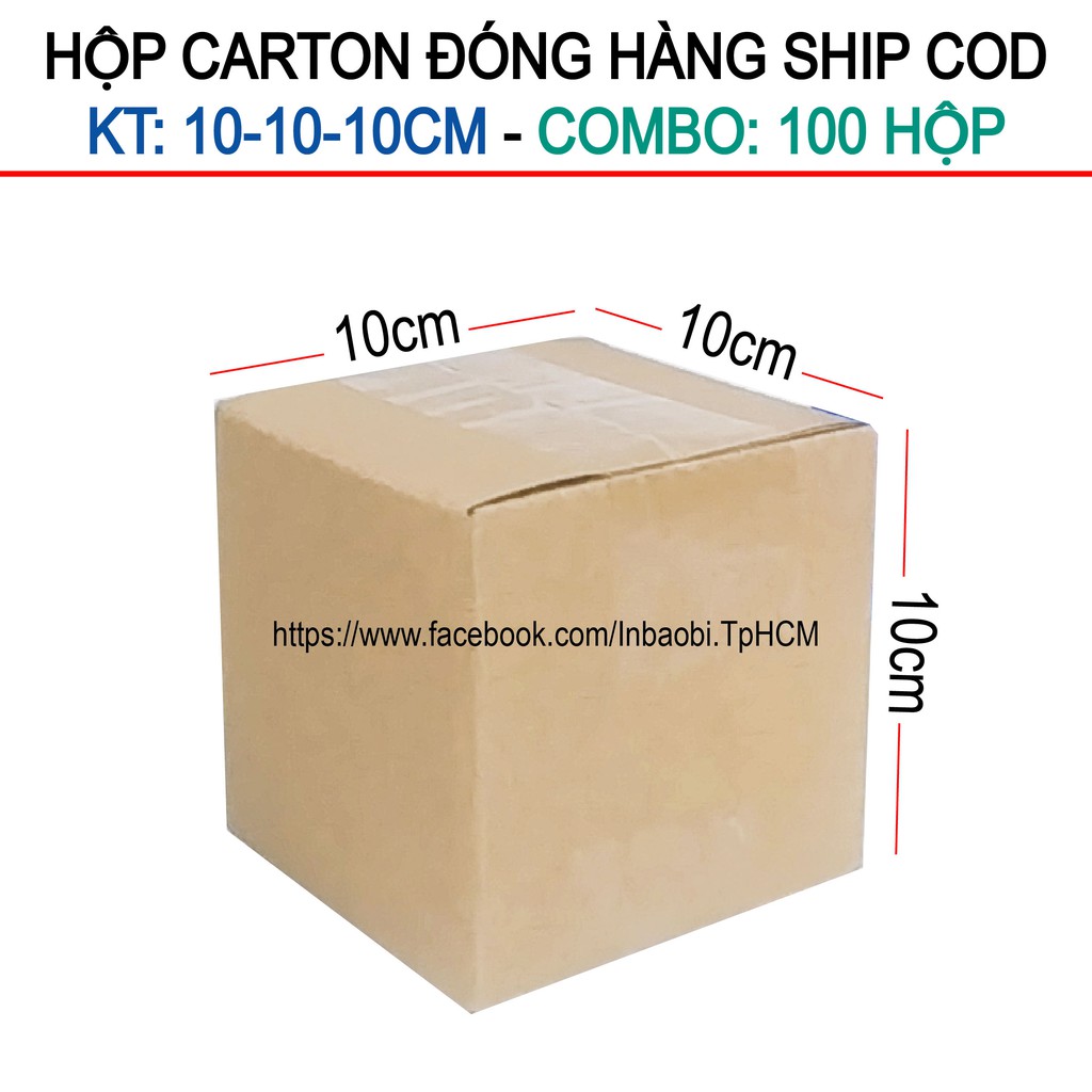 100 Hộp 10x10x10 cm, Hộp Carton 3 lớp đóng hàng chuẩn Ship COD (Green &amp; Blue Box, Thùng giấy - Hộp giấy giá rẻ)