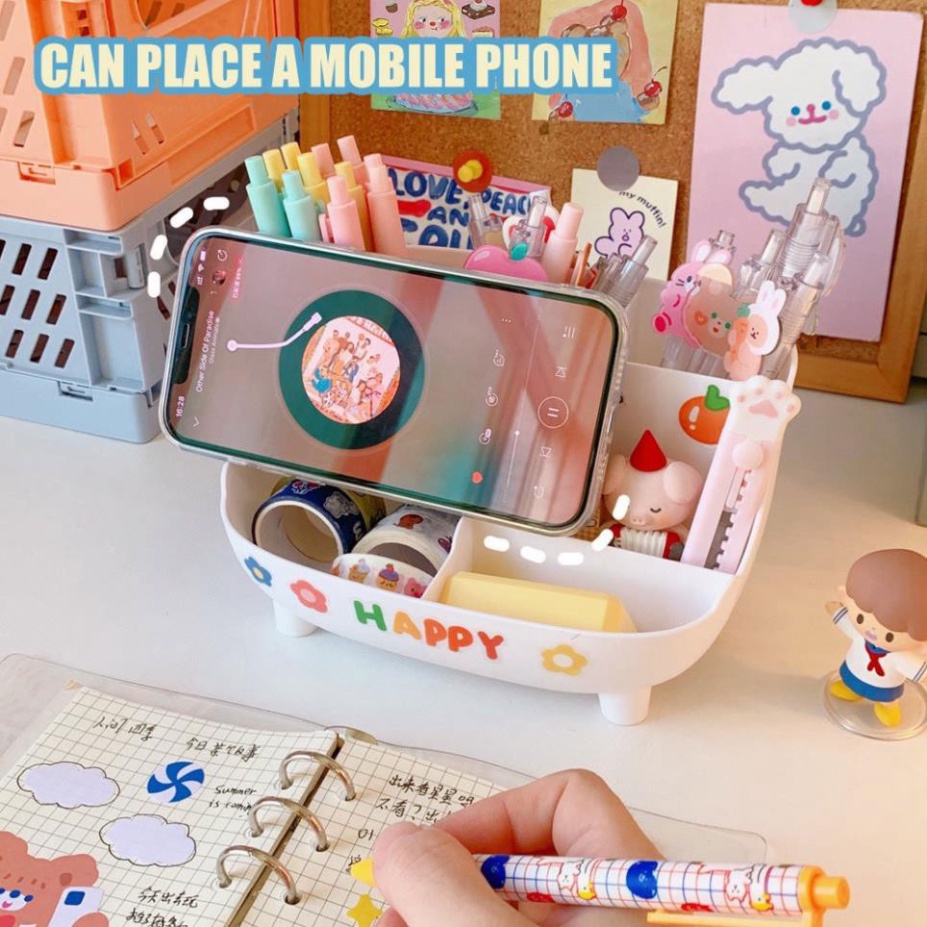 Hộp Đựng Bút Để Bàn Học, Làm Việc Tặng Sticker Dán