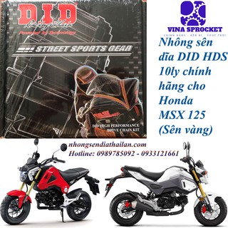 Nhông Sên Dĩa MSX 125 DID Sên Vàng 10ly HDS - Có Mã Code Chứng Nhận Hàng Chính Hãng