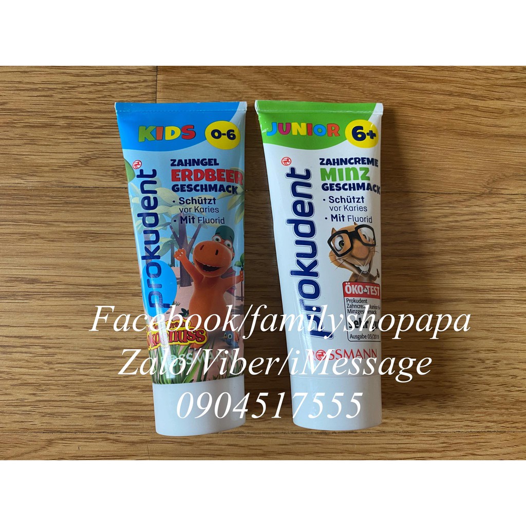 Kem đánh răng trẻ em, kem đánh răng trẻ em Prokudent cho bé 0-6 tuổi hàng nội địa Đức: Nuốt được an toàn.