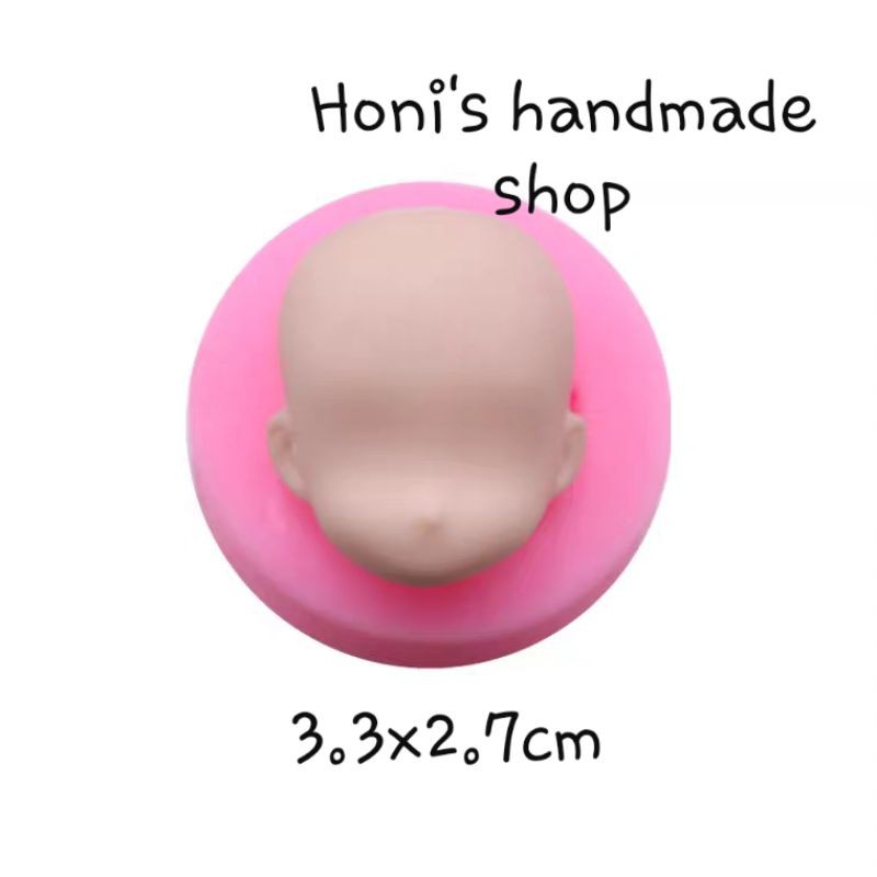 Khuôn silicon mặt búp bê hồng có tai