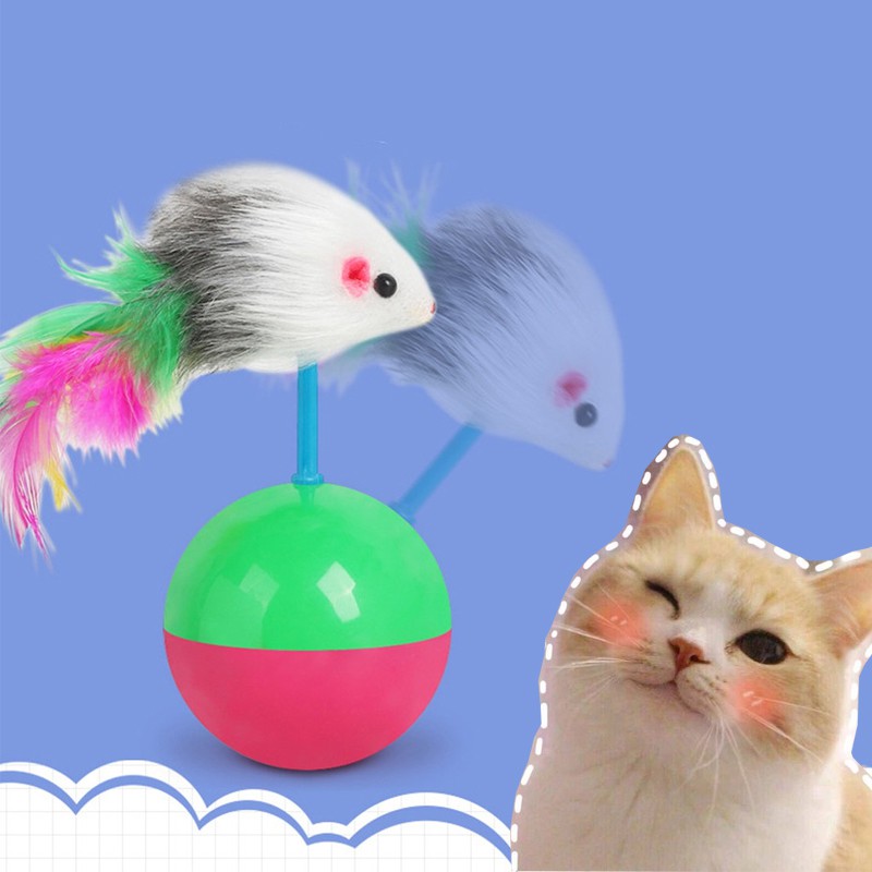 [Mã PET50K giảm Giảm 10% - Tối đa 50K đơn từ 250K] Đồ chơi cho mèo _ Bóng chuột lông vũ lắc lắc