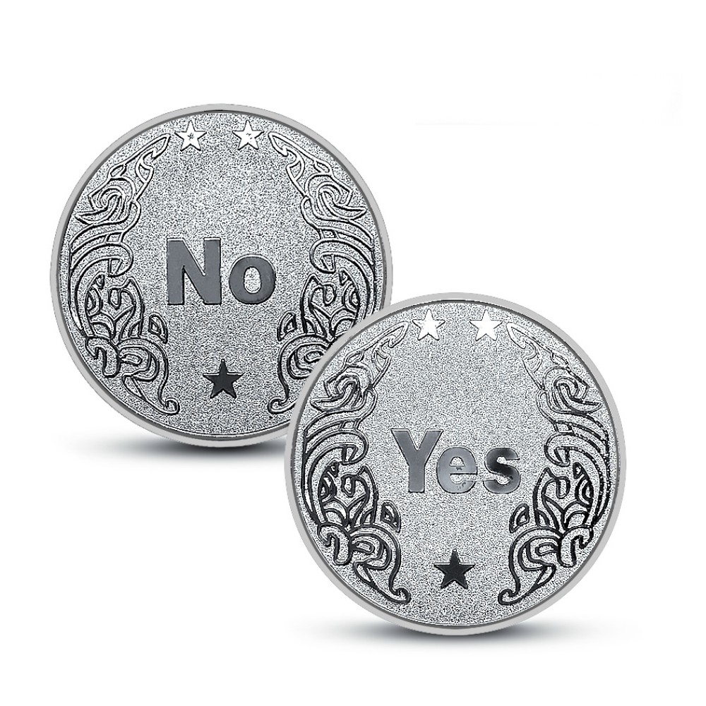 Đồng Xu Yes - No Coin - Quà Tặng Lưu Niệm Tiền May Mắn Thép Titan Không Gỉ - Đồng Xu Trò Chơi Quyết Định- Kuu Clothes
