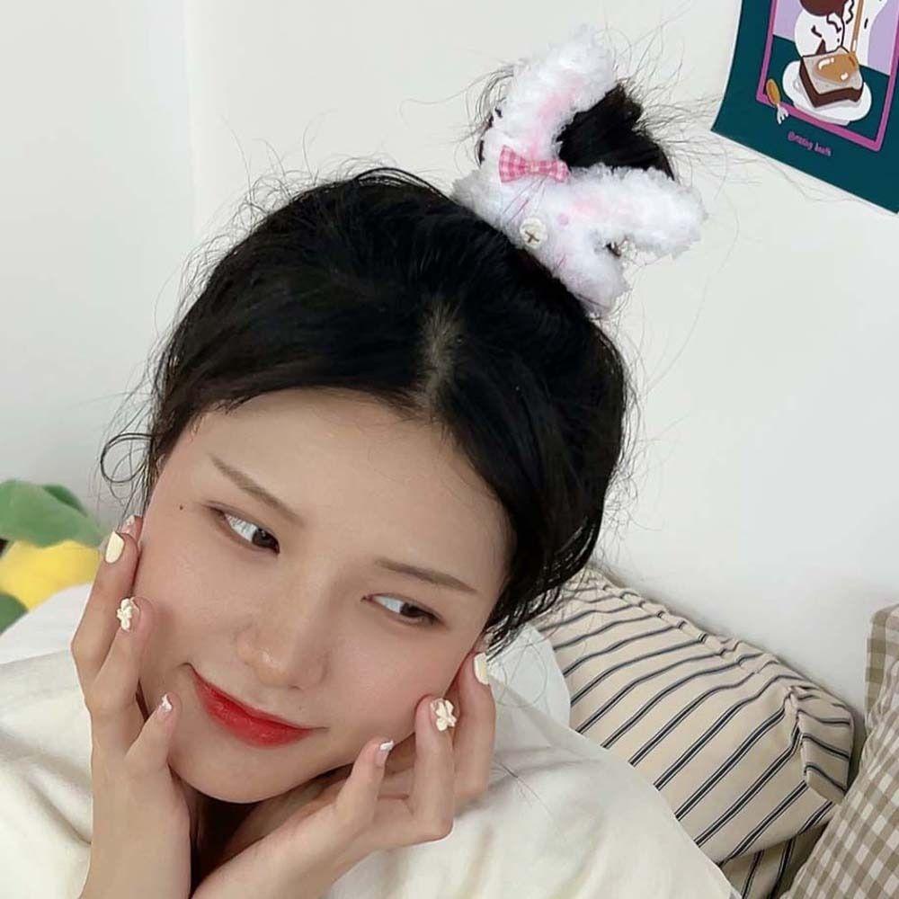 NICKOLAS Dây Cột Tóc Cao Su Co Giãn Bọc Vải Lông Hình Melody Hoạt Hình Thời Trang