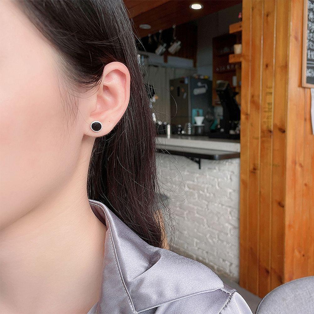 FORBETTER Khuyên Tai Hình Quả Tạ Tròn Màu Sắc Đơn Giản Phong Cách Đường Phố Hàn Quốc
