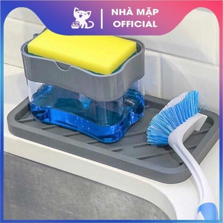 Hộp đựng nước rửa chén tự động tạo bọt 2in1 tiện lợi , hộp đựng nước rửa chén tạo bọt tặng kèm miếng bọt biển