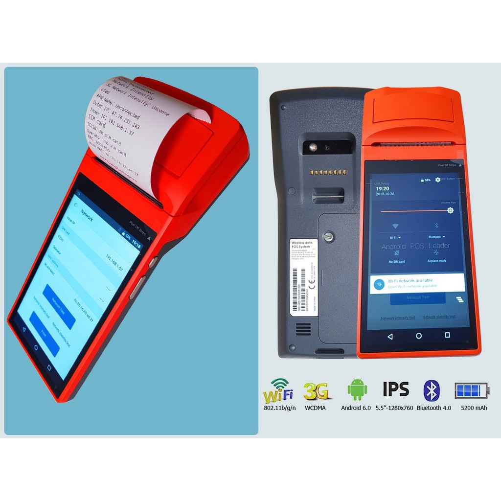 Máy tính tiền cầm tay sunmi v1s dùng cho- grap - now - baemin - pos365 - sapo