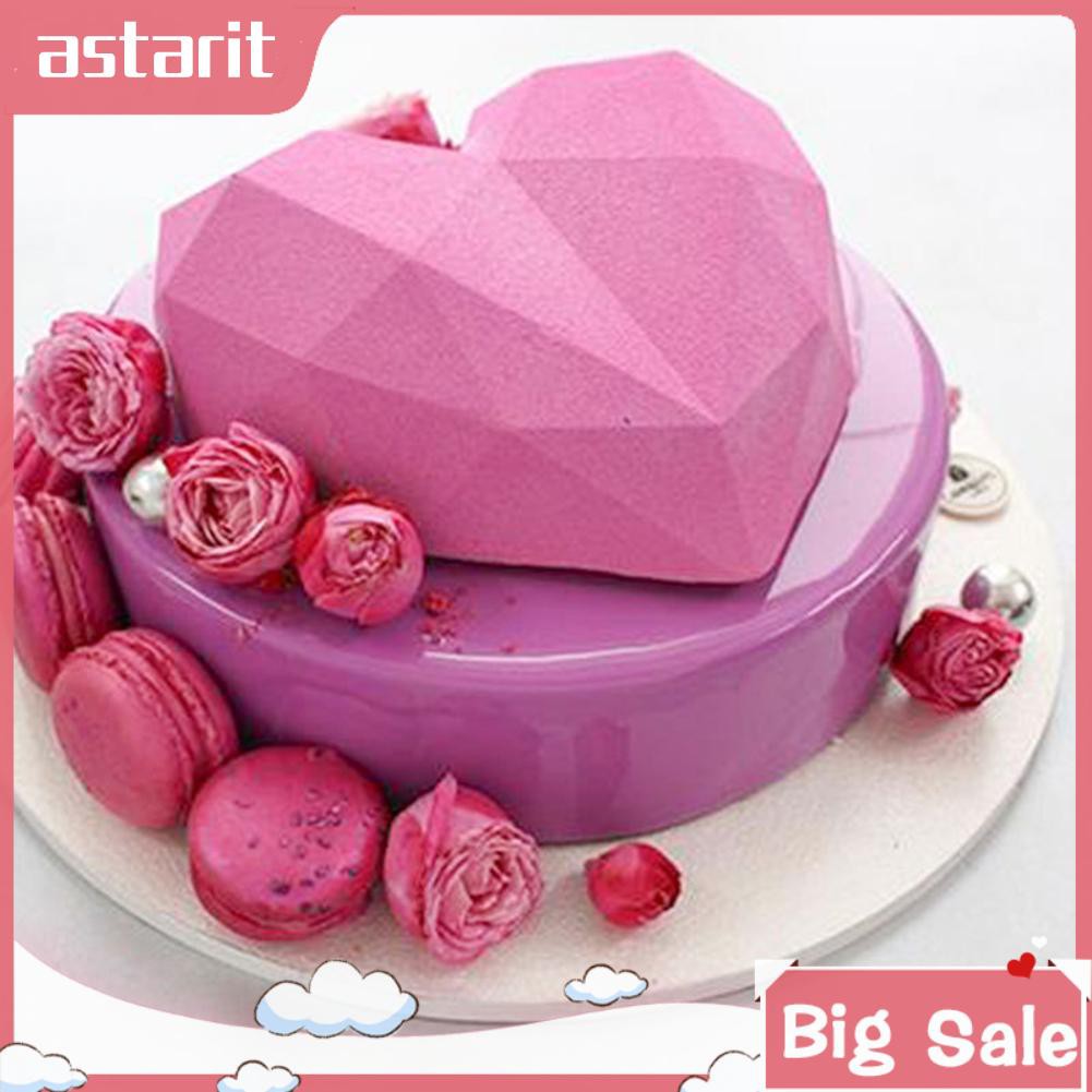 Chocolate Muffin Mousse Cake Mold 3d Diamond Love Heart Silicone Fondant Molds