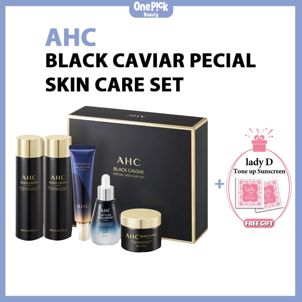 Set mỹ phẩm dưỡng da AHC BLACK CAVIAR SPECIAL chiết xuất trứng cá muối tăng độ đàn hồi dưỡng trắng cải thiện nếp nhăn