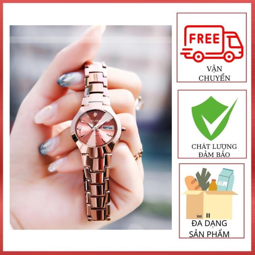 Đồng hồ nữ Olevs vàng hồng đường kính 24mm,dây đeo thép,chống nước 30m,bảo hành toàn quốc 12 tháng