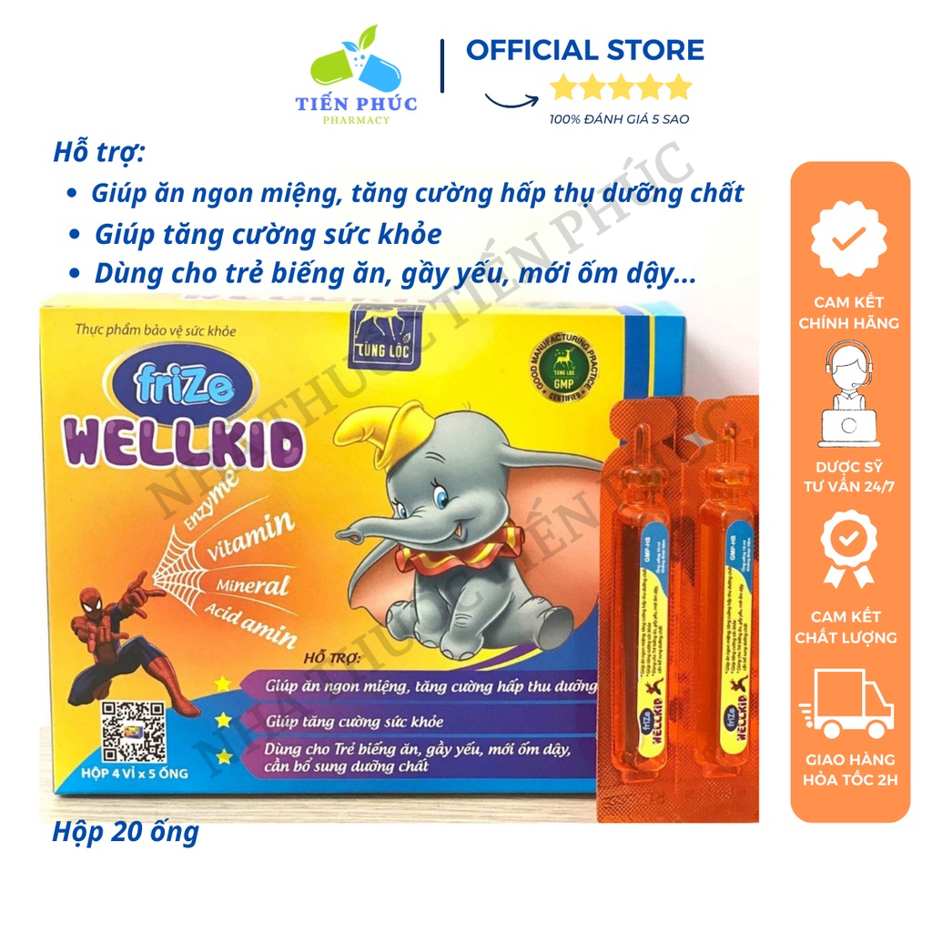 Siro ăn ngon Wellkid frize  - Vitamin Tổng Hợp Cho Bé, giúp ăn ngon miệng tăng cường sức khỏe Hộp 20 Ống