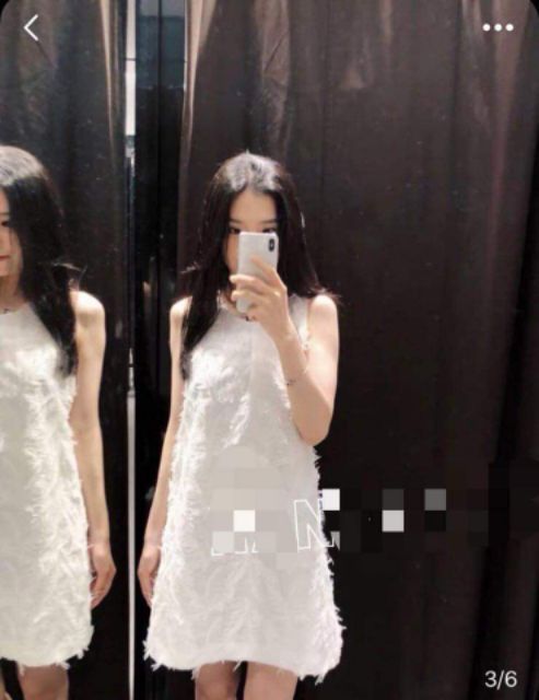 Váy auth tuồn zara trắng lông vũ sang chảnh