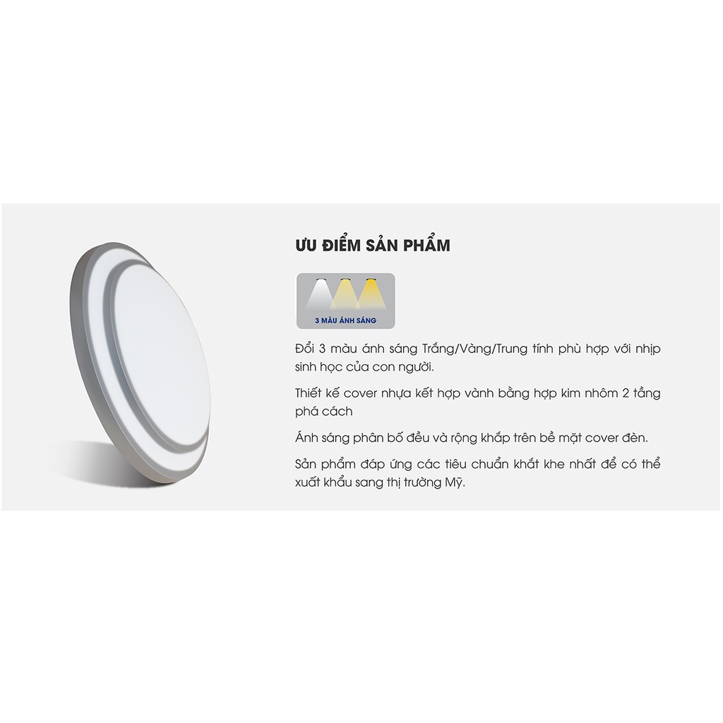 Đèn LED Ốp trần đổi màu 40W Rạng Đông LN16 ĐM 480/40W