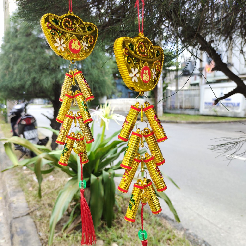 Dây treo trang trí tết thỏi vàng hoa A31