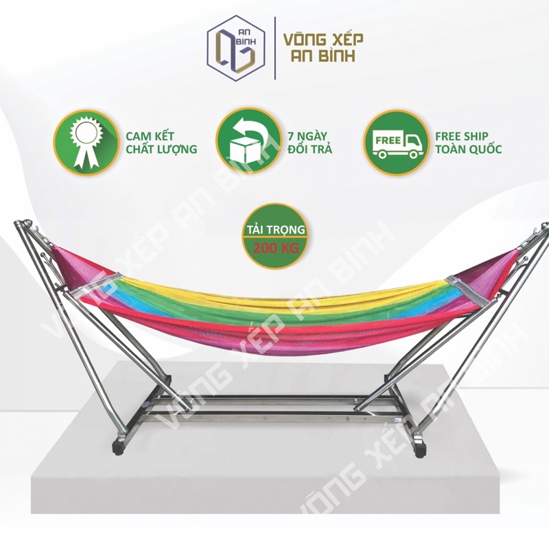 Bộ võng Inox chân vuông loại 1, tải trọng 200kg, kích thước chuẩn võng người lớn