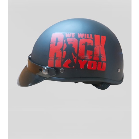 ( Được Chọn Phụ Kiện) Mũ Bảo Hiểm Nửa Đầu Đen Nhám, Rock, Captain, Monster - Nón Bảo Hiểm Phượt 1/2