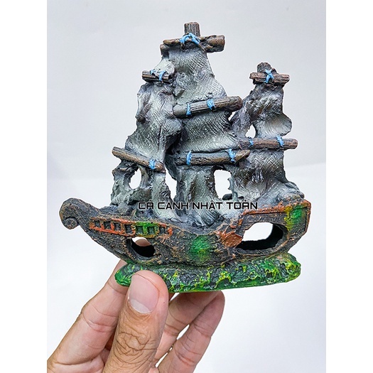 THUYỀN MINI TRANG TRÍ BỂ CÁ, TIỂU CẢNH 14X6X9CM