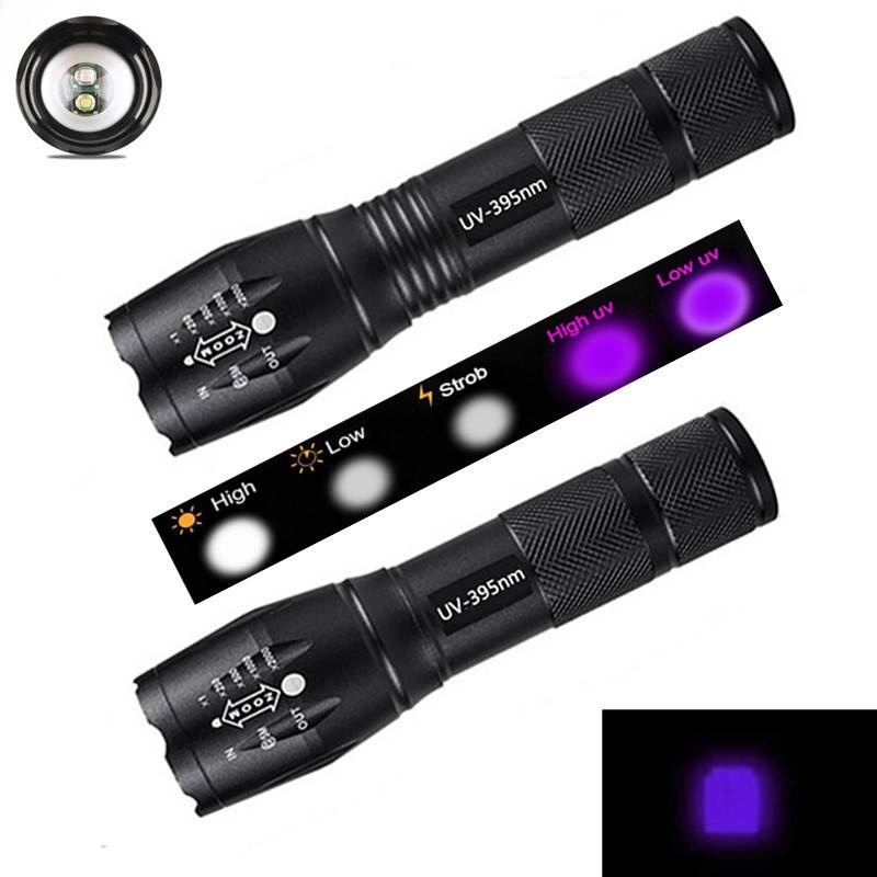 Đèn Pin UV Ánh Sáng Trắng 2 Trong 1 Có Thể Thu Gọn 395 / Cho Chó Mèo Và Nước Tiểu Khẩn Cấp
