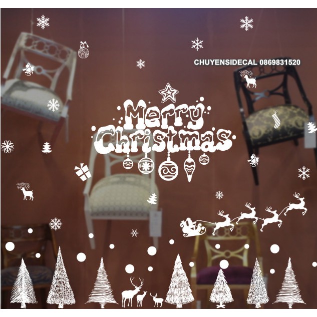 Decal trang trí tường Noel - Rừng Thông Sợi Trắng