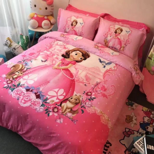 Bộ chăn ga gối cotton hoạt hình Disney Hàng nhập cao cấp