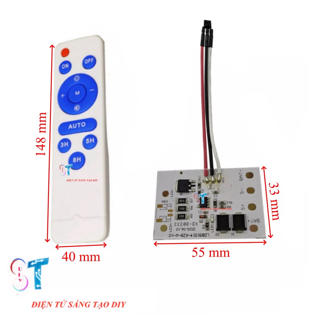 Bộ Điều Khiển Đèn Led Năng Lượng Mặt Trời 3.2VDC – 3.7VDC Module Mạch Remote