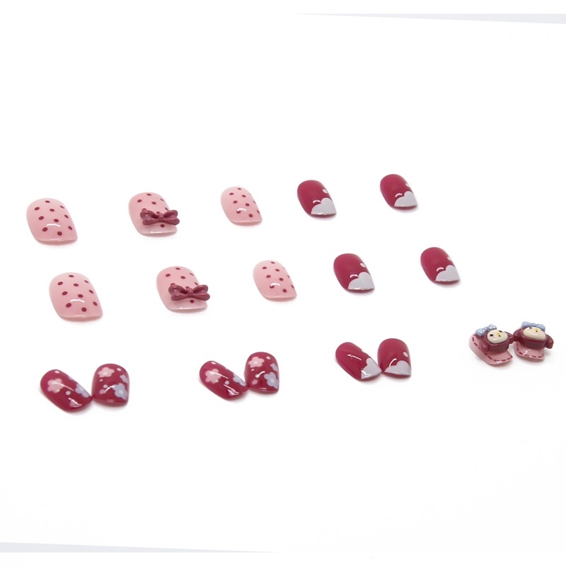 [Hàng mới về]Bộ 24 móng giả đính charm cừu siêu xinh xắn