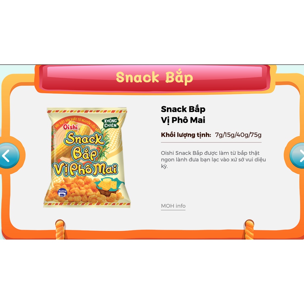 Bim Bim Snack Bắp Vị Phô Mai Oishi gói 35/40g-Ăn Vặt Sumo Snack