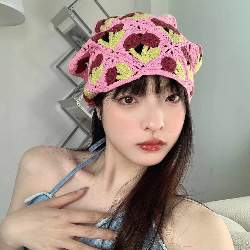 Băng Đô Cài Tóc Dệt Kim Hình Quả Cherry Dễ Thương Thời Trang Mùa Hè Phong Cách Hàn Quốc