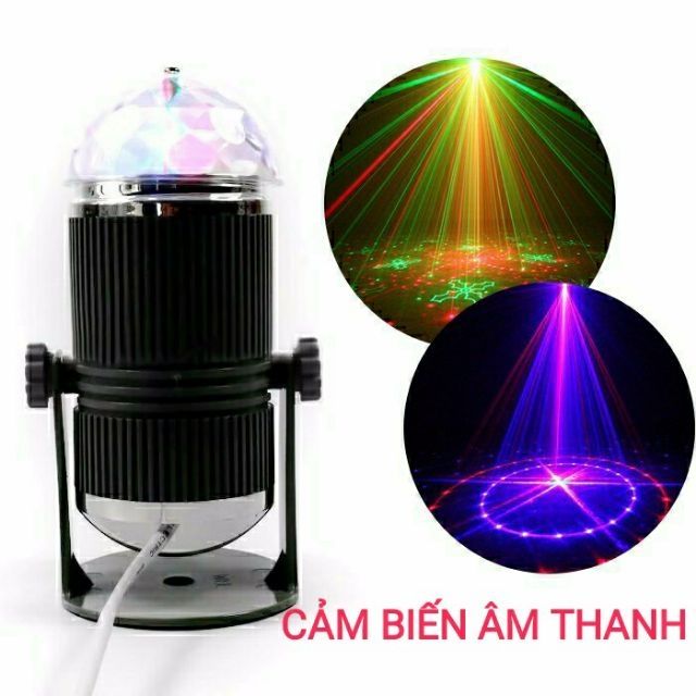 Đèn DJ Mini Nhựa 7 Màu Xanh Đỏ Vàng Chớp Nháy Xoay Tròn