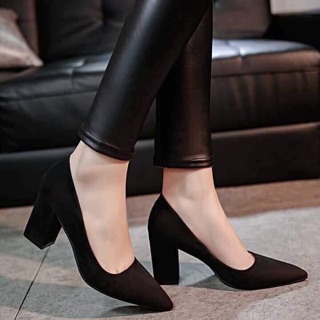 Giày da lộn gót trụ 5p, 7p size 36