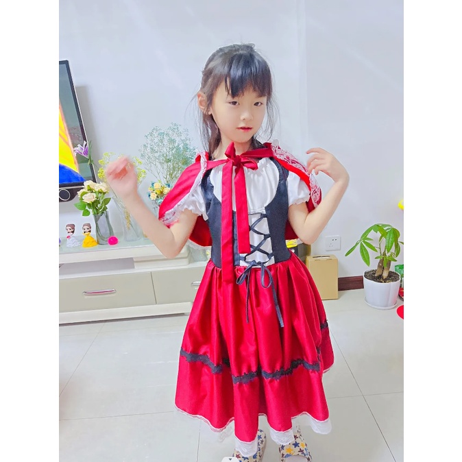 Đầm Hóa Trang Cô Bé Quàng Khăn Đỏ Cho Bé Gái