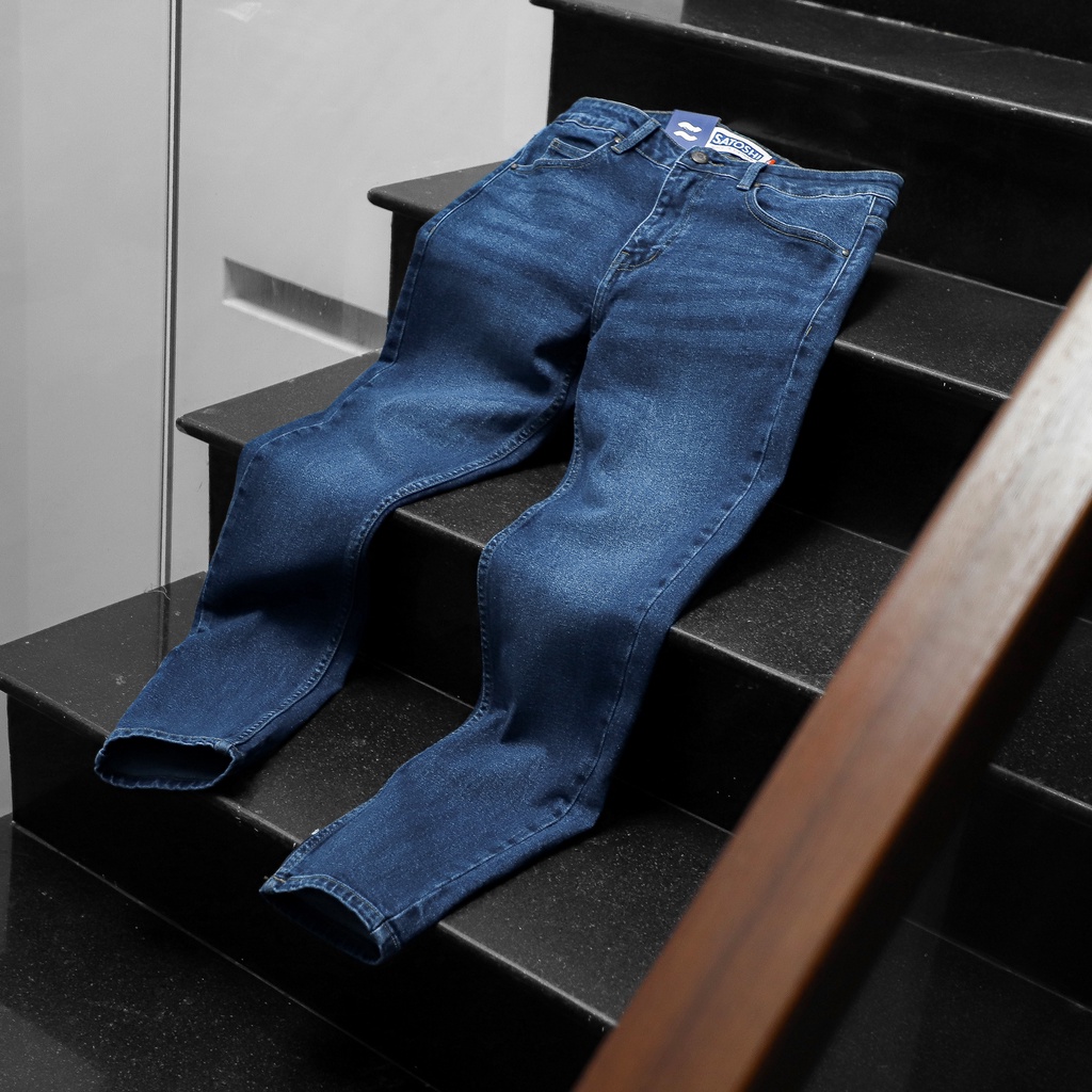 Quần Jean nam Satoshi SAQJ66 xanh wash slimfit năng động thoải mái khi mặc