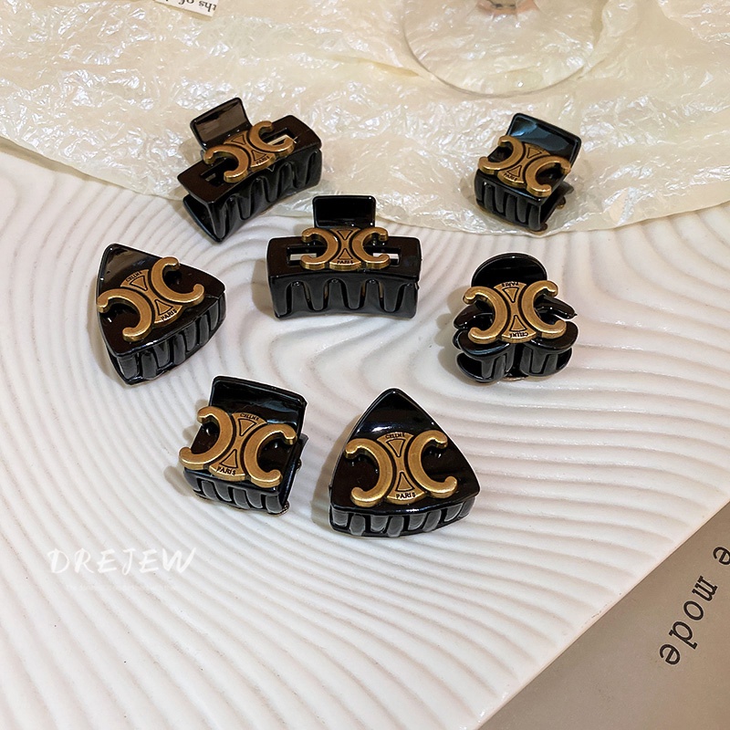 DREJEW Kẹp tóc nhỏ cố định tóc đuôi ngựa kiểu hình học/ tam giác/ chữ thời trang Pháp đơn giản