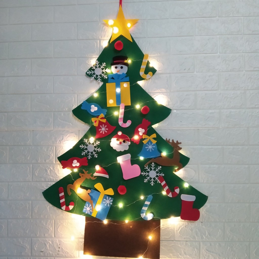 Cây thông noel giáng sinh bằng vải giặt được treo tường handmade – christmas tree