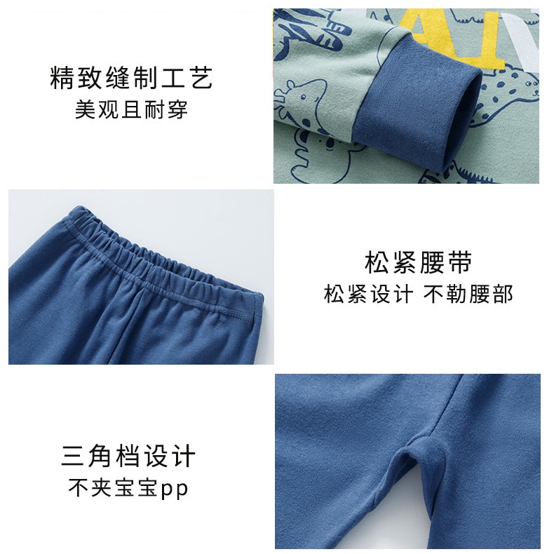 Bộ đồ ngủ tay dài chất liệu cotton phong cách Hàn Quốc thời trang mùa thu xinh xắn cho bé 3-14 tuổi