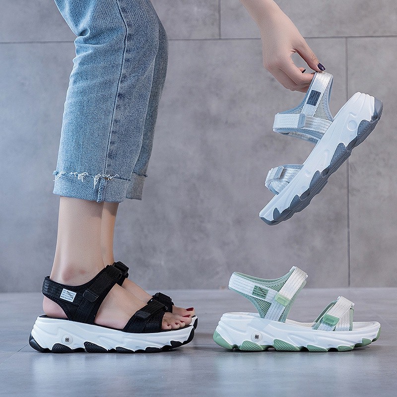 Sandal Nữ 2 Quai Đế 4cm Dép Quai Hậu Học Sinh 2021