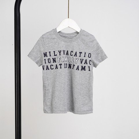 Áo phông trẻ em SAYME set gia đình đi chơi đi biển dạo phố in chữ vải cotton mềm mịn thoáng mát KCTS0015-16