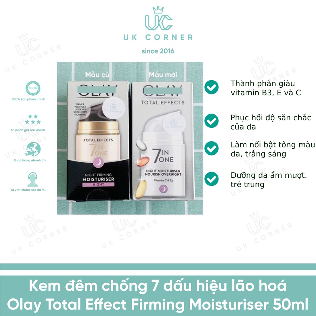 OLAY UK phân phối (Made in Poland) Kem dưỡng da chống 7 dấu hiệu lão hoá Olay total Effect hàng UK Anh Quốc