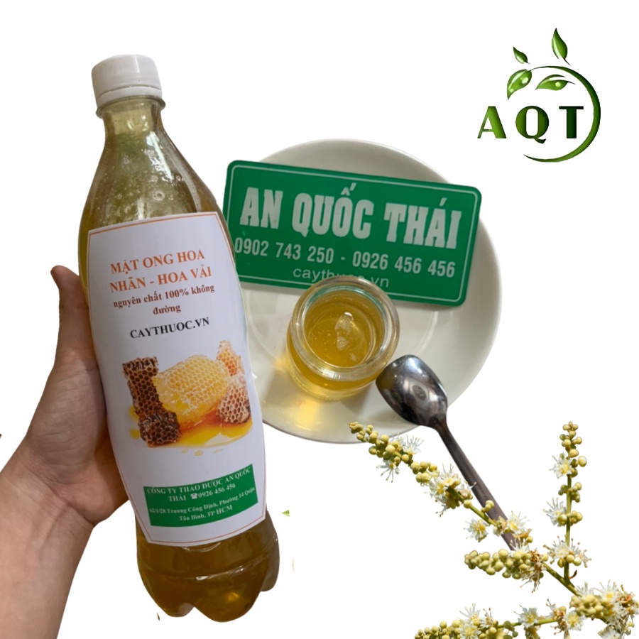 1 Lít (1.3KG) Mật Ong Hoa Nhãn, Mật Ong Hoa Vải Nguyên Chất 100%, Mật Ong Rừng Thiên Nhiên, Không Pha Đường