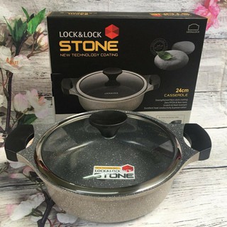 Nồi đá 7 lớp stone phi 24cm lock&lock lca6242d thành thấp
