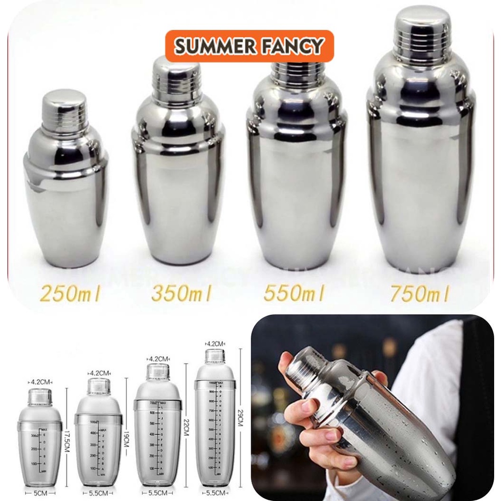 Bình shaker 350ml, 500ml, 750ml inox bình lắc inox, nhựa 530ml 750cc pha chế cocktail quán bar - Shaker